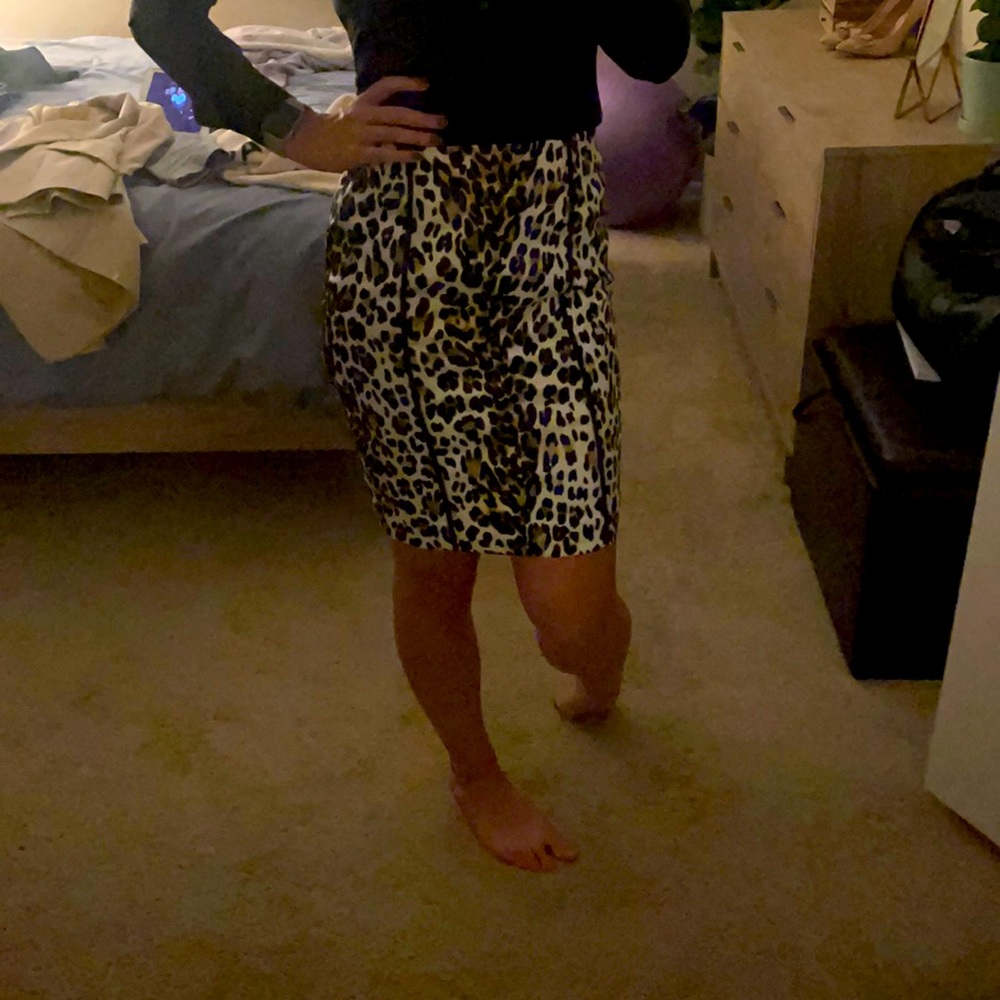SALE WHBM Leopard Satin Pencil Skirt